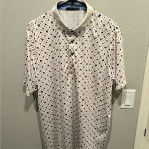 Greyson White and Black Patterned Polo Shirt